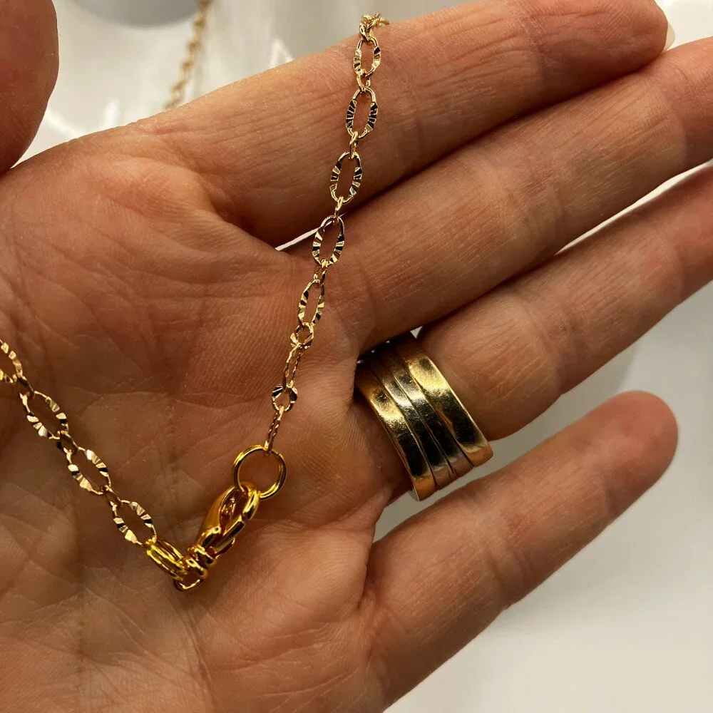 18k Real Gold Plated Figaro Chain over Brass + GRATEFUL Pendant 18 inches - Picture 4 of 10